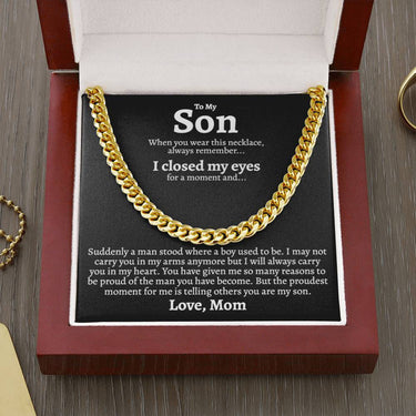 Son Love Mom (carry you) Cuban Link Chain Necklace - Love You This Much